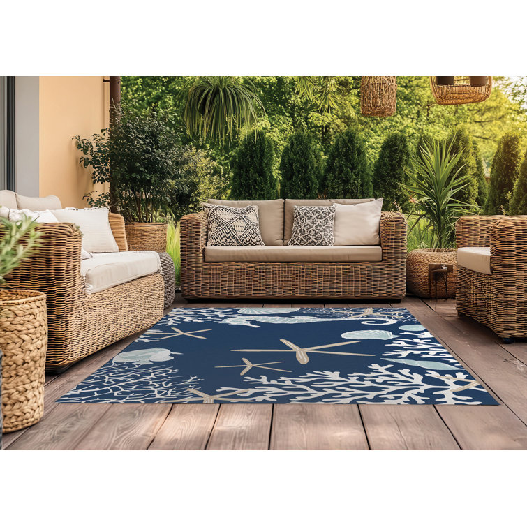 Coral & Seahorse Outdoor Rug