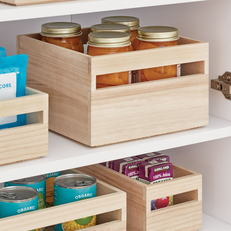 iDesign Renewable Wood Collection in Paulownia Wood Storage Bin with Handles, 6" H x 10" W x 10" D