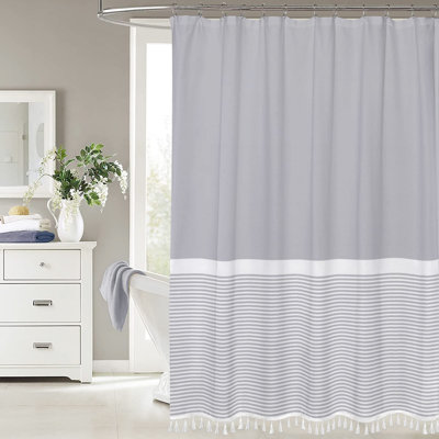 Lughland Striped Shower Curtain with Hooks Included