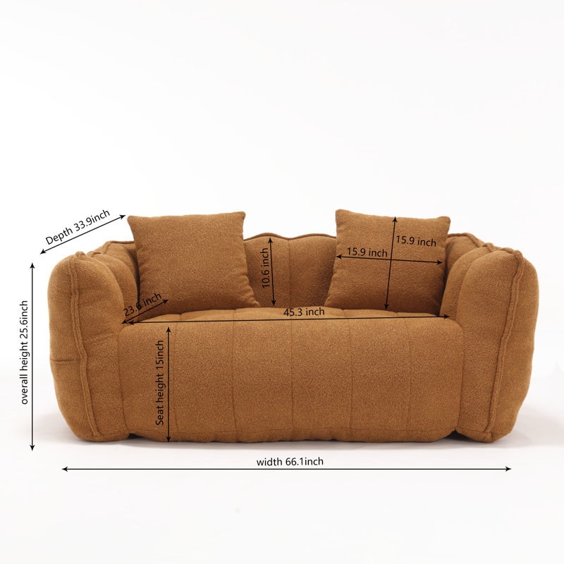 66" Modern Style Upholstered Sofa, Yellow