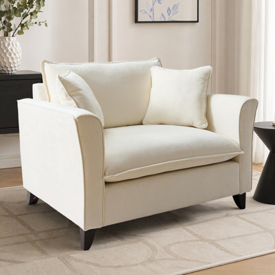 Aldora 47'' W Oversized Armchair Accent Chair Deep Seat Single Sofa Accent Chair with Waist Pillow