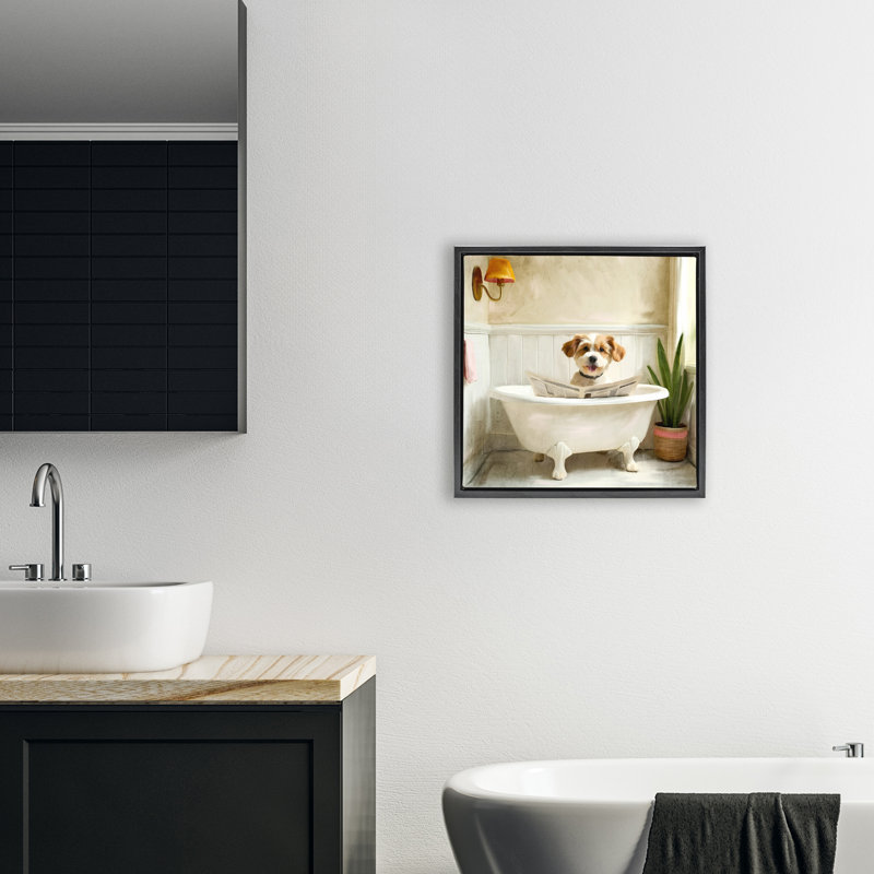 Cadre flottant pour chien avec lecture légère, design par Kim Allen, Cadre flottant noir de jais, H 18 po x l 18 po