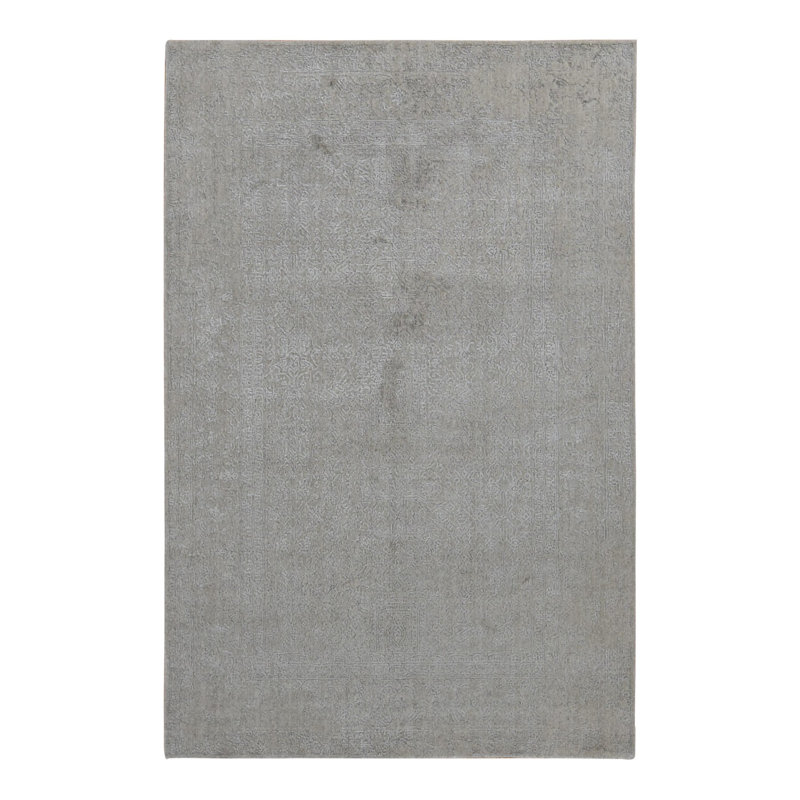 Tapis gris nouvel âge en soie 5 pi 9 po x 9 pi Tido