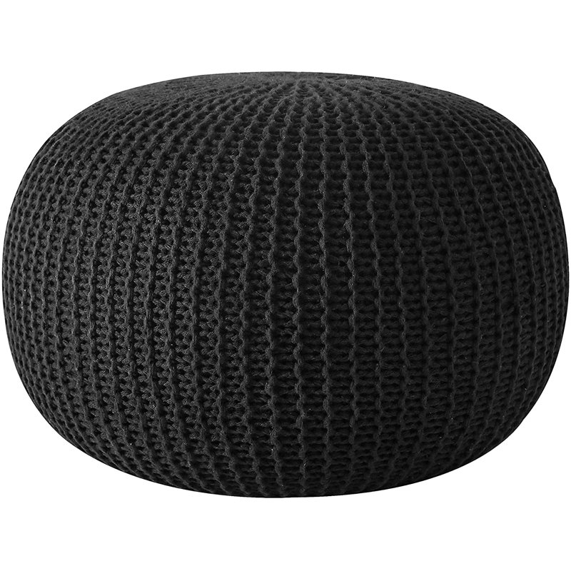 Bramble Upholstered Pouf, Black