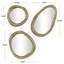 Ensemble de 3 miroirs muraux dorés en aluminium et métal abstrait H 23 po, 19 po et 15 po-501335649
