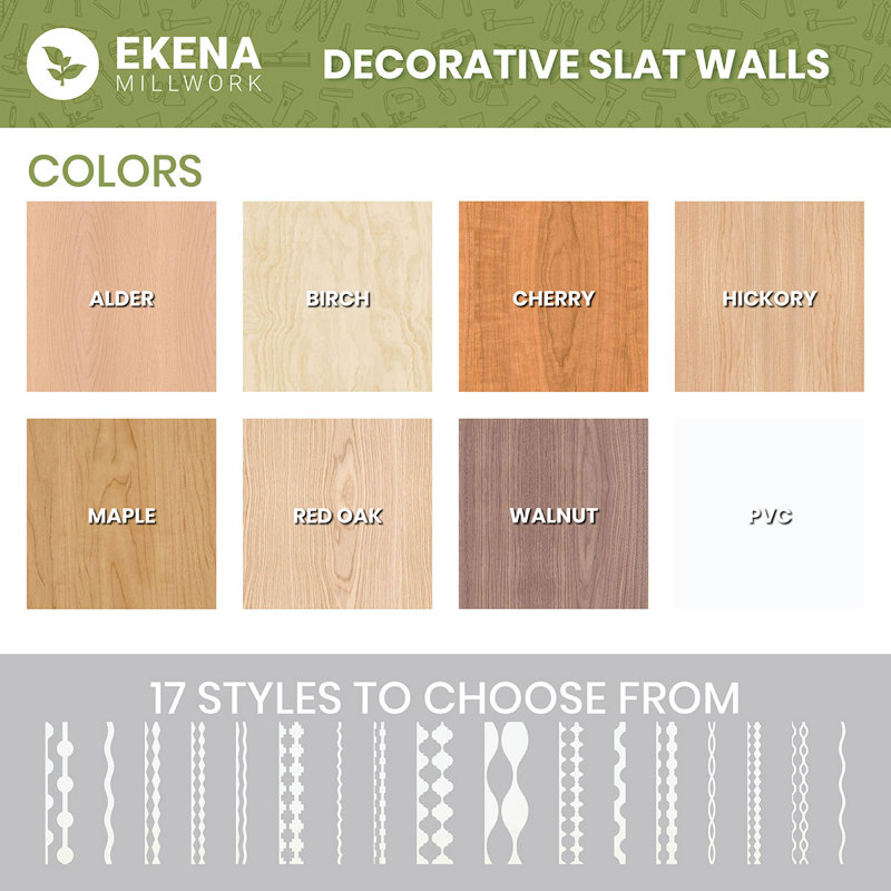 Marrakesh 47" Hickory Wood Decorative Slat Wall Panel Kit
