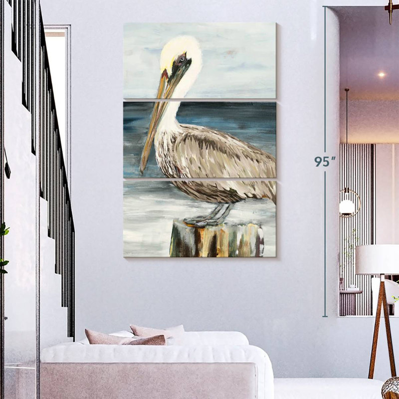 Brampt Muted Perched Pelican, 74" H x 28" W