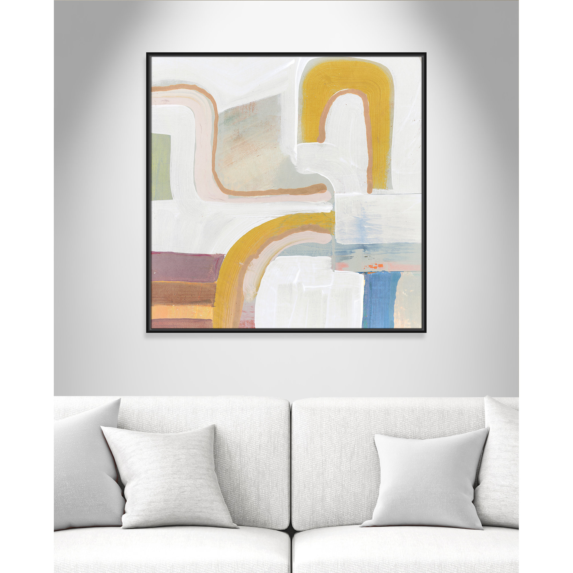 Together Again I by Cartissi - Floater Frame Painting Print on Canvas, Black, 37.5" H x 37.5" W