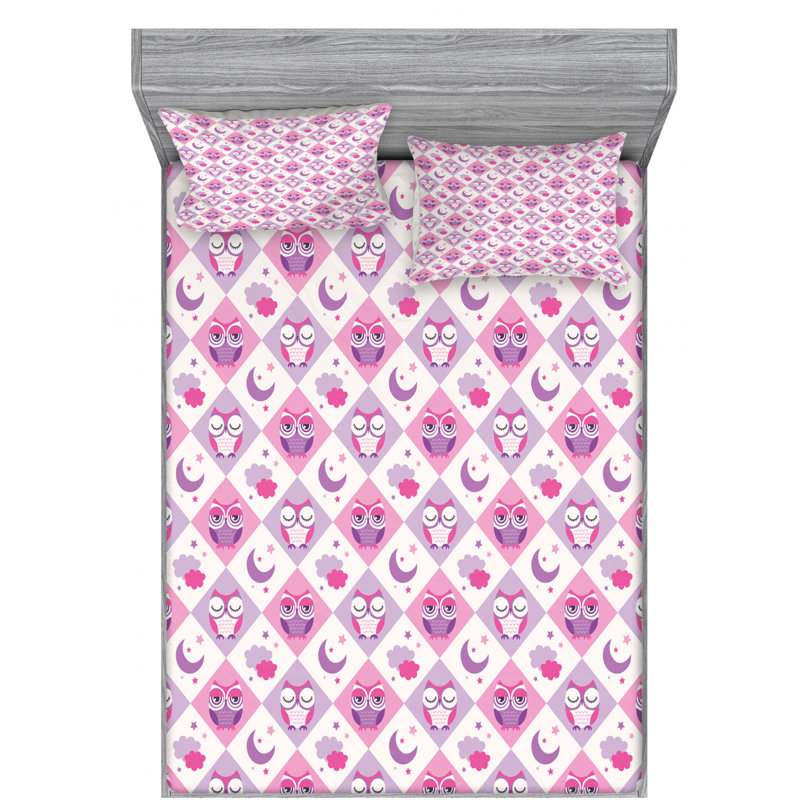 Microfiber Geometric Sheet Set, Queen Sheet Set with Fitted Sheet