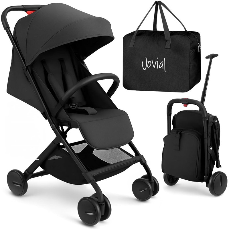 SereneLife  Lightweight Baby Stroller, Folding Travel Stroller with Reclining Seat, Canopy, 5-Point Safety Harness, Storage Basket, Smooth Wheels, Compact Portable Design (39.8" x 18.7" x 32.3")