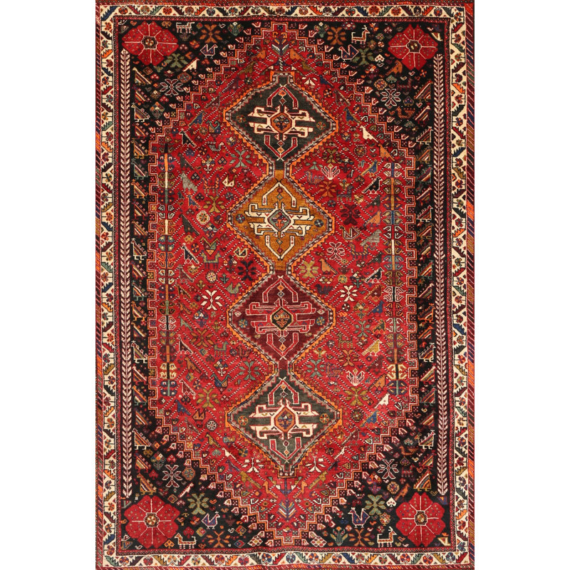 Tapis traditionnel rouge / brun, Rectangle 5 pi x 7 pi