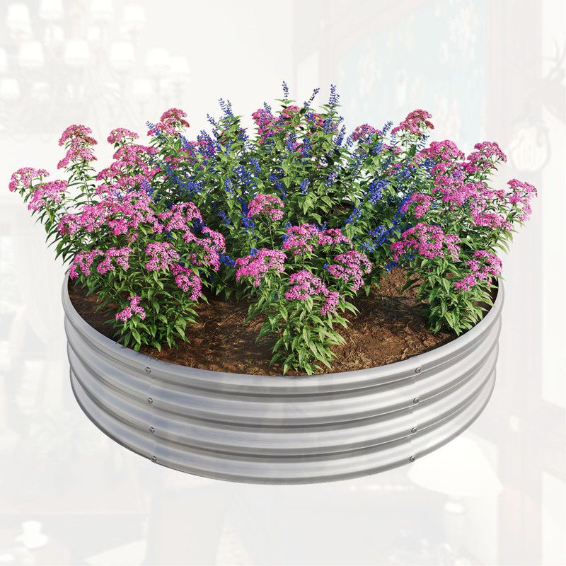 2PCS Round Raised Garedn Bed, Silver