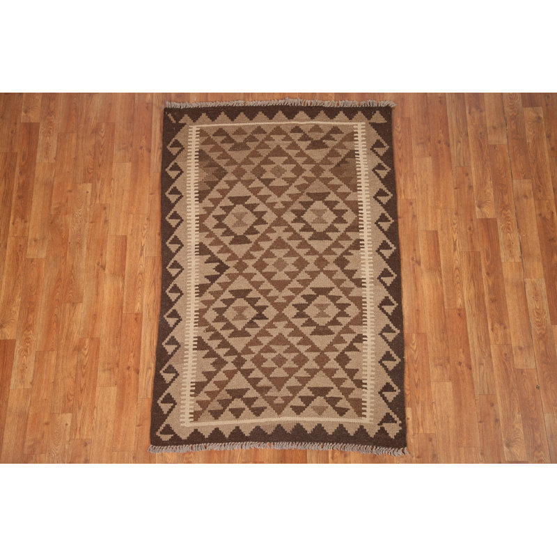 Tapis oriental géométrique en laine Kilim 3 x 5