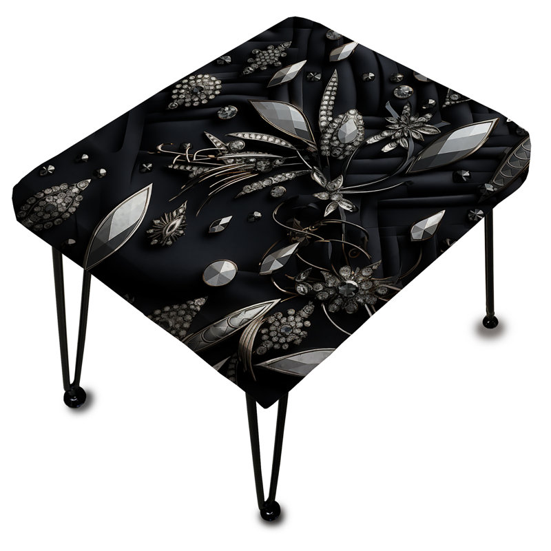 Hollywood Glamour Diamond In Black And White - Glam Rectangle Ottoman