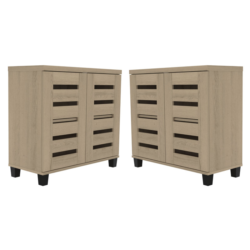 Lismore 2-Door Shoe Storage Cabinet (Set Of 2) – Holds 24 Pairs, Oslo Oak