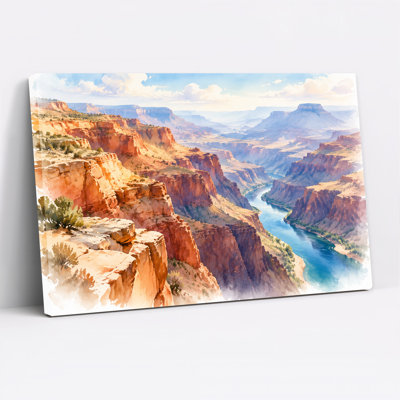 Grand Canyon Red Rock River Valley Landscape Canvas Wall Art