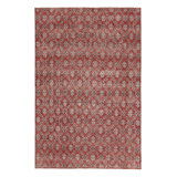 Vintage Distressed Rug, Rich Red With White Floral Lattices – Rug & Kilim