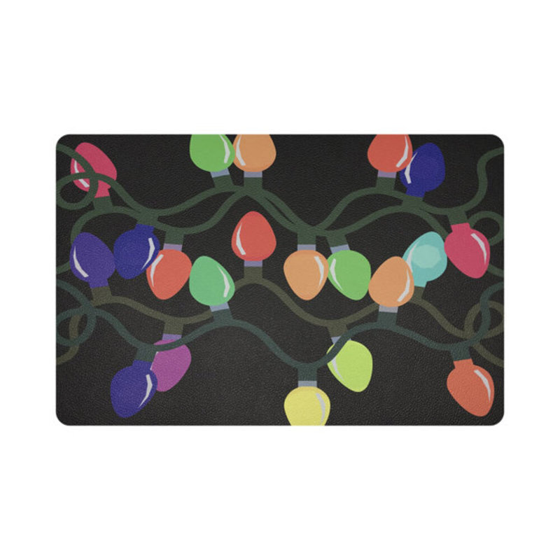 Xmas Vegan Leather Rectangle Placemats, Black