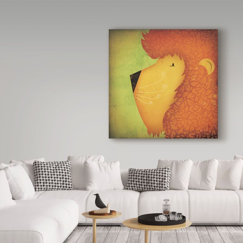 « lion wow », art sur toile, H 18 po x l 18 po x P 2 po