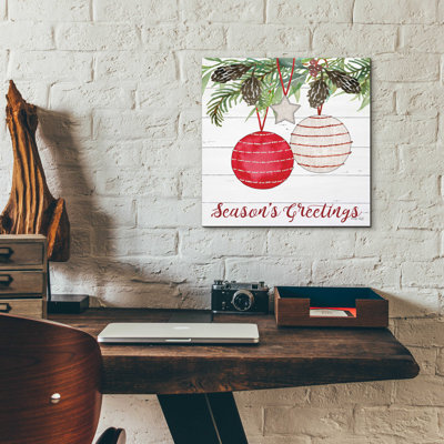 Season's Greetings Ornaments by Cindy Jacobs - Unframed Print -  The Holiday Aisle®, 3C02B6694C03488FB4BDBCB1BC903D5A