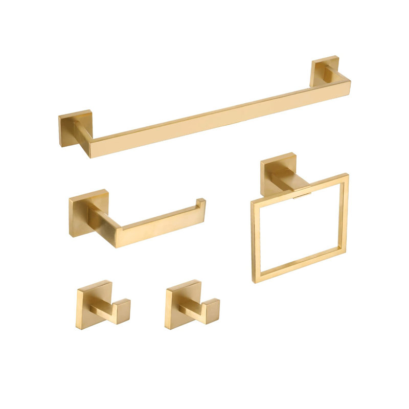 Ensemble de quincaillerie de salle de bain 5 pièces, Or brossé