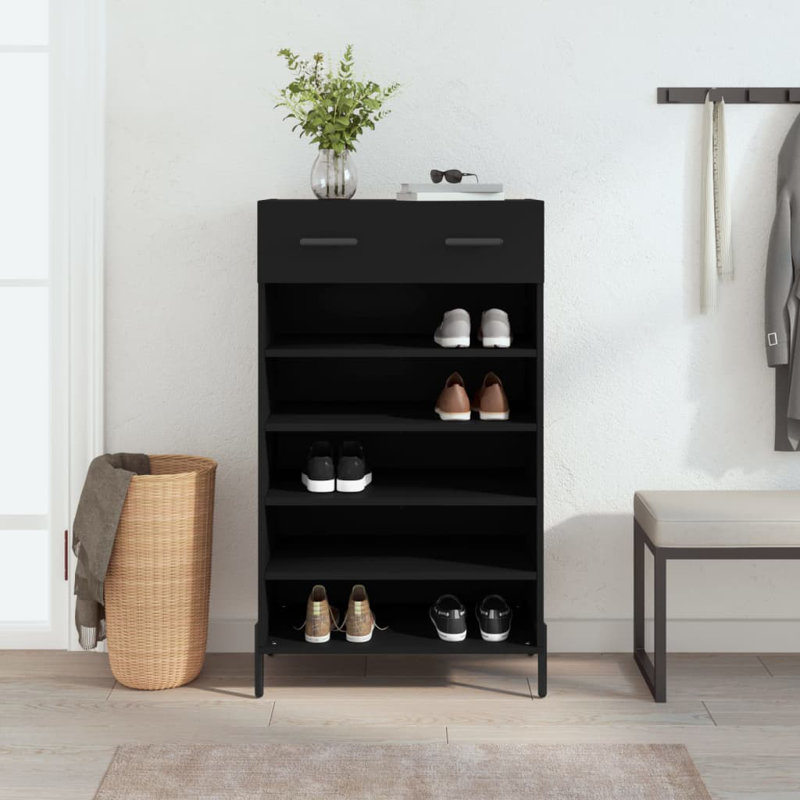 Manoah 10 Pair Shoe Storage Cabinet, Black