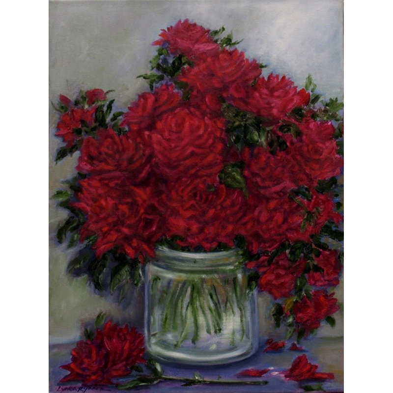Roses cramoisies, H 24 po x l 18 po