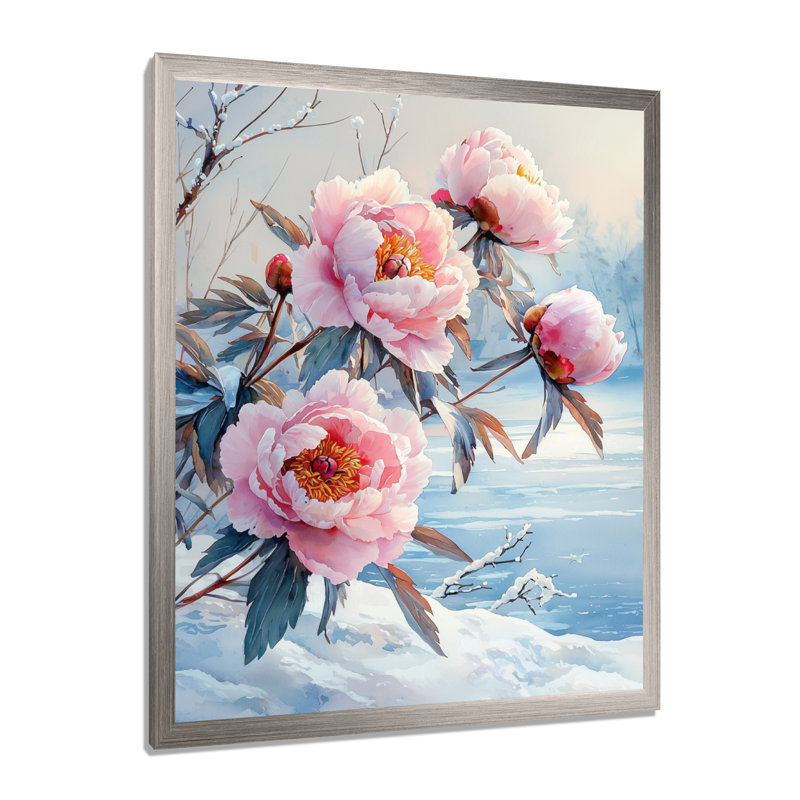 Balnamore - Floral Canvas Prints, H 32 po x l 16 po, Reproduction encadrée sans passe-partout, Argent argent