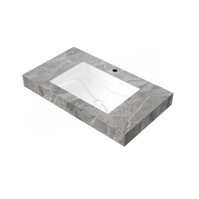Comptoir en pierre frittée gris clair de 36 po et lavabo en céramique, sans armoire, sans robinet ni couvercle d'évier
