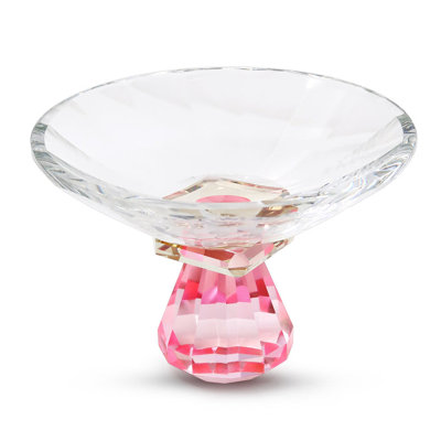 Crystal Candy Bowl with Pink/Orange Base