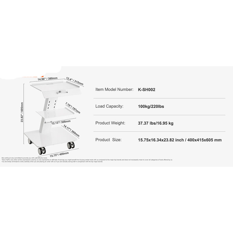 3-tier Mobile Lab Cart, Tray Rolling Clinic Cart (220lbs Load) – Perfect For Medical/beauty Supplies, 15.75”×16.34”×23.82” Shelves (ample Space), Silent Casters (smooth Mobility), 10-min Quick Assembly