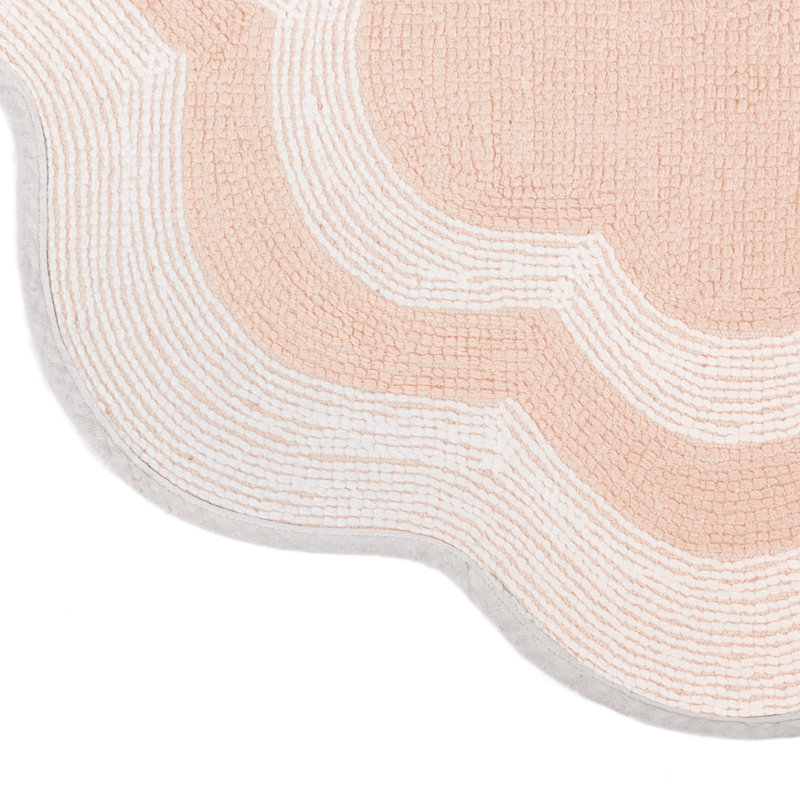 Tapis de bain 100% coton, Blanc / rose pastel