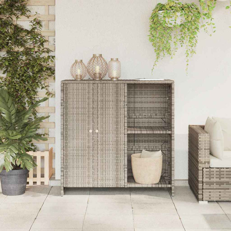 Rattan Accent Cabinet, Light Grey