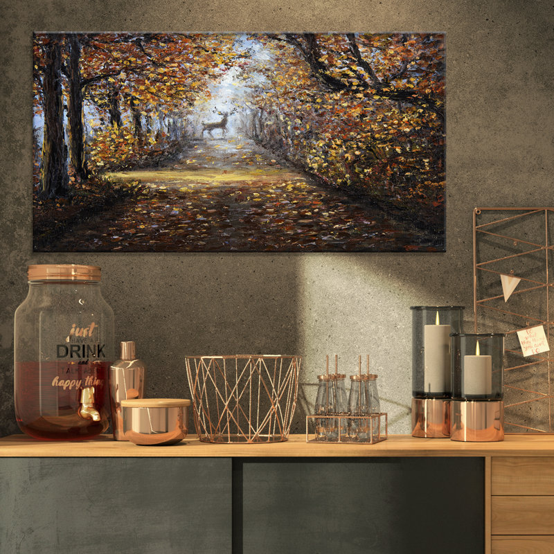 Reproduction d'animaux sur toile tendue, "Deer in the Park", H 16 po x l 32 po x P 1 po