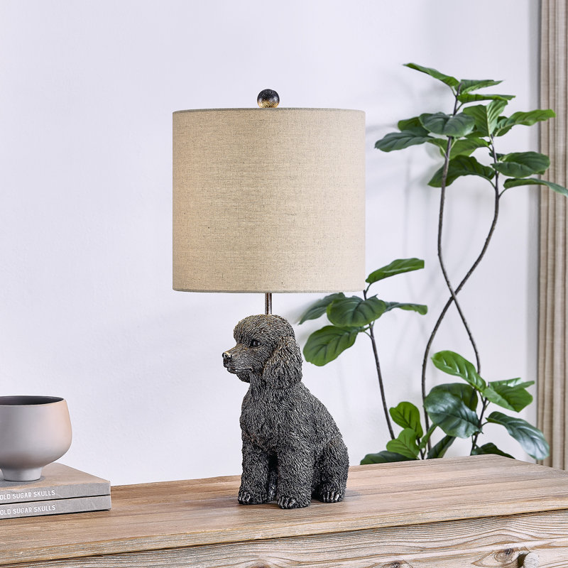 Lampe de table 23,75 "bronze avec abat-jour, Tanné, Noir