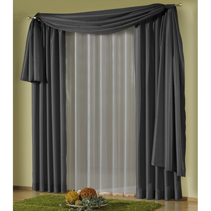Farsund Semi Sheer Single Panel, 135cm H x 400cm W, Black