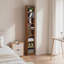 Bibliothèque d'angle à 8 niveaux, grande bibliothèque étroite brune pour les petits espaces, étagère de rangement moderne pour le salon, la chambre à coucher ou le bureau-1823867883