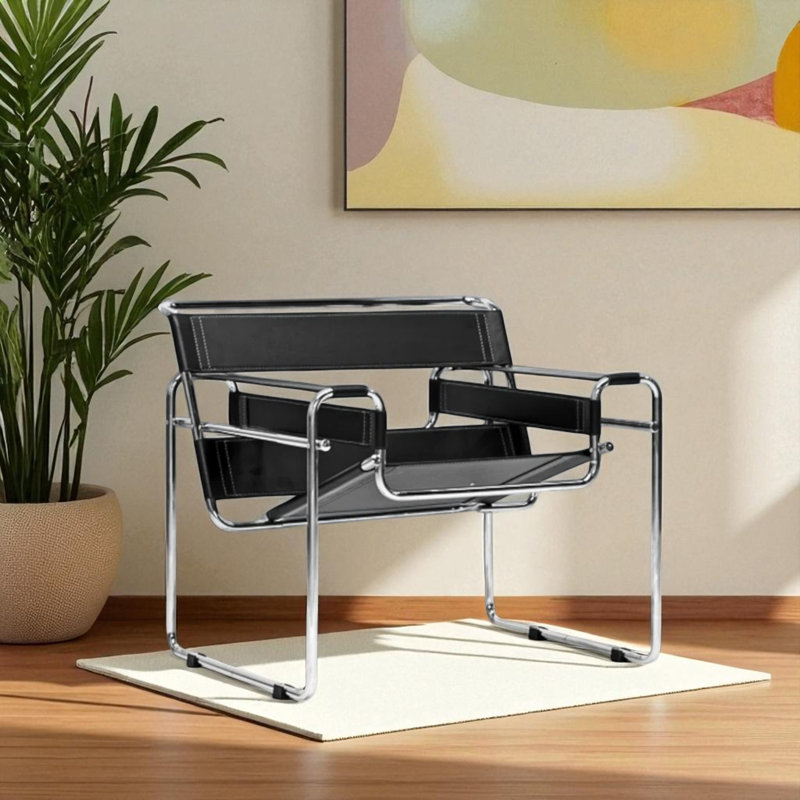 Abode Mid-Century Black Finish 2-Piece Faux Leather Counter Stool Set, 29.67" H X 28.01" W X 30.74"D