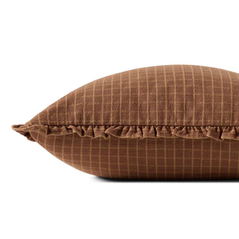 Chris Loves Julia x Loloi Dinah Accent Pillow, Pillow Cover Only - No Insert, Square 18", Chestnut
