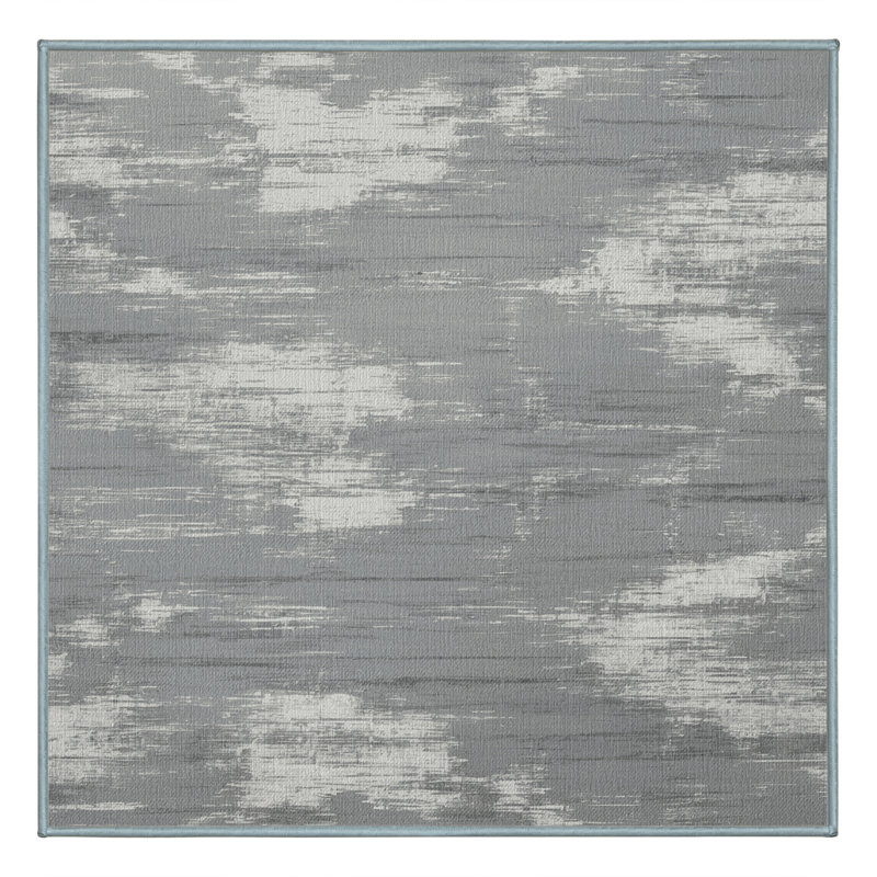Tapis bleu abstrait lavable à la machine, Carré 4 pi