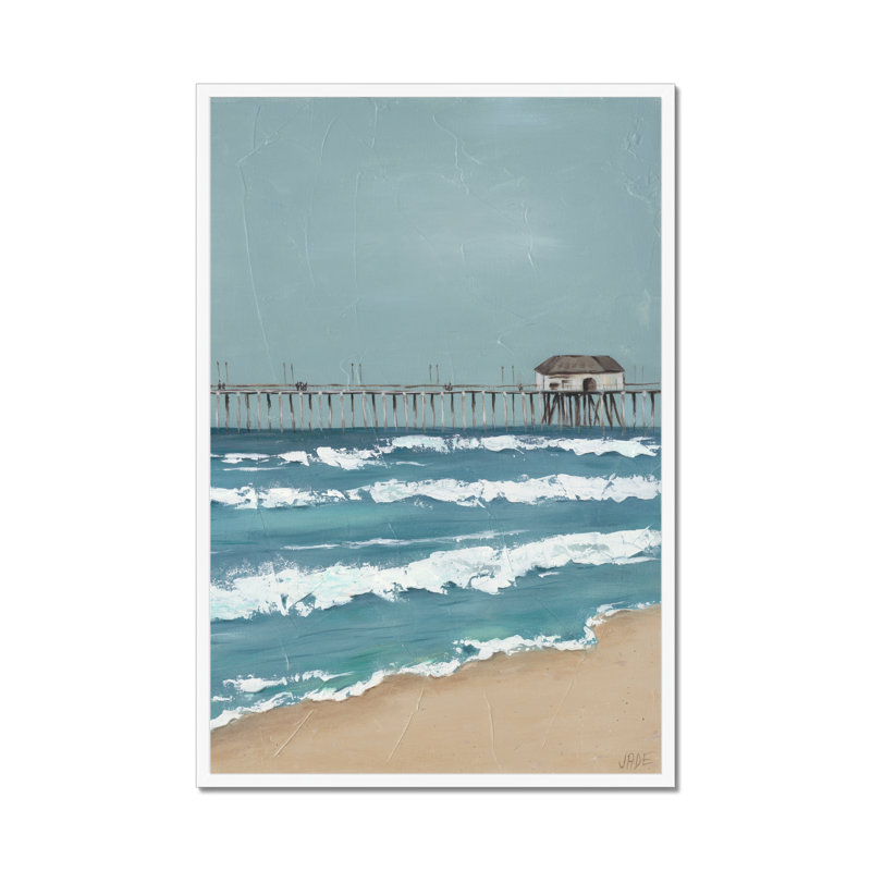 Fishing Pier Diptych II - Painting, 95cm H x 65cm W, White Framed Paper Print
