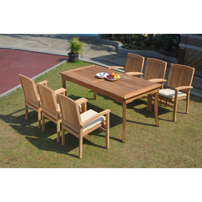 Ensemble repas 7 pièces teck Alicia