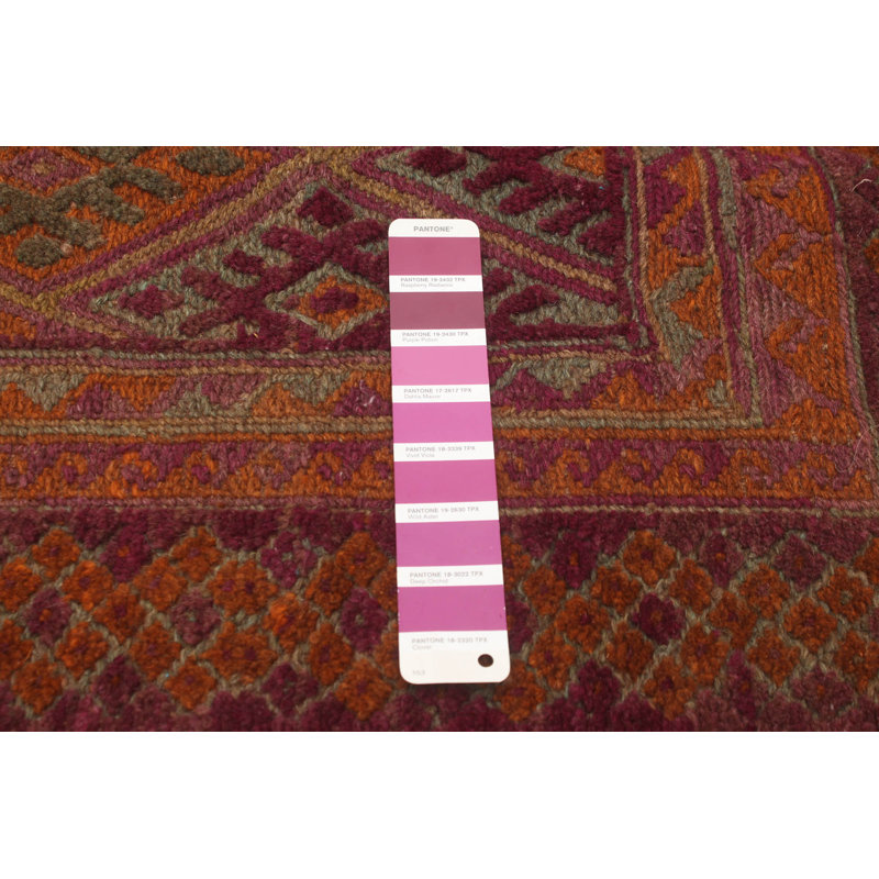 Tapis mauve noué à la main de conception unique 6 pi 7 po x 9 pi 2 po Joesef