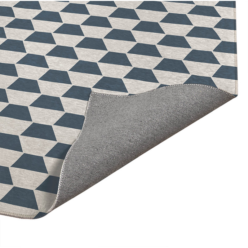 Hex Peach Indoor Doormat, Blue, 24" W x 36" L