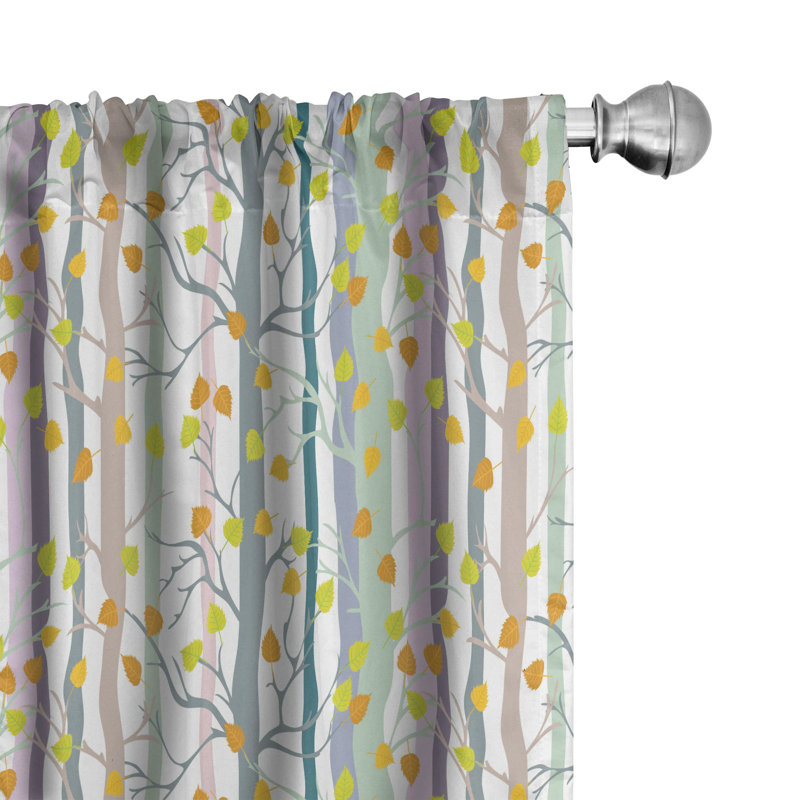 Autumn Floral Semi-Sheer Rod Pocket Curtain Panels, 28" x 63"