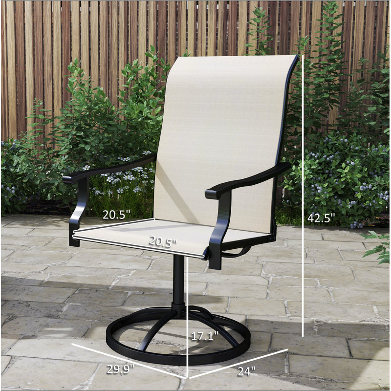 Ensemble de 2 chaises d'extérieur, chaises pivotantes, Beige/noir