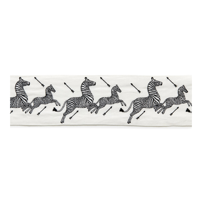 Zebras Embroidered Tape, Ivory