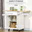 Îlot de cuisine portable avec abattant polyvalent, armoire à tiroirs, serviette, plateau en bois naturel, pliable mobile blanc