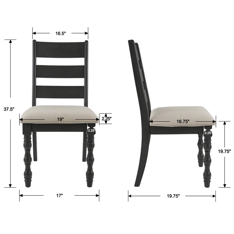 Chaise d'appoint rembourrée de 17 po de large Farmhouse, Chenille beige, Noir