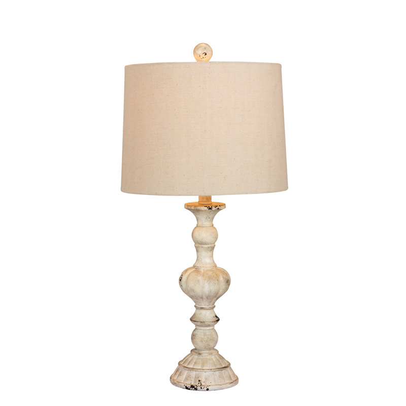 Roxann Resin Table Lamp, Oatmeal, White